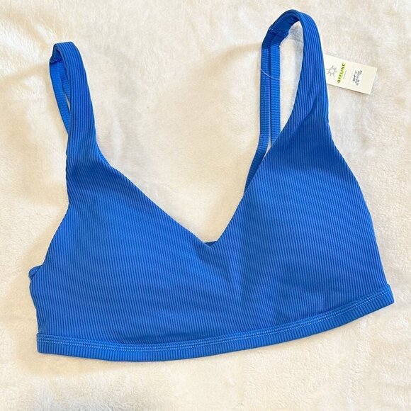 NWT Offline by Aerie Goals Blue Ribbed Padded Sports Bra - Size: Medium - Picture 1 of 7